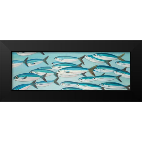 Small Fishs of Caesio Caerulaurea Black Modern Wood Framed Art Print by Atelier B Art Studio