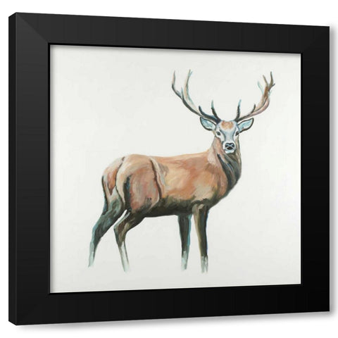 Deer Black Modern Wood Framed Art Print by Atelier B Art Studio