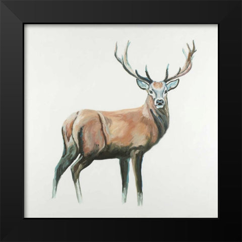 Deer Black Modern Wood Framed Art Print by Atelier B Art Studio