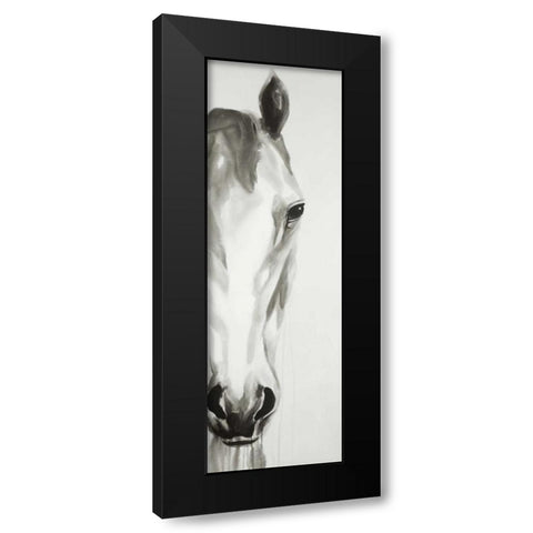 Black and White Horse Face Black Modern Wood Framed Art Print with Double Matting by Atelier B Art Studio