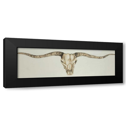 Long Horn Skull Country Black Modern Wood Framed Art Print by Atelier B Art Studio