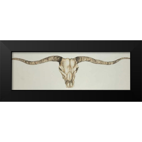 Long Horn Skull Country Black Modern Wood Framed Art Print by Atelier B Art Studio