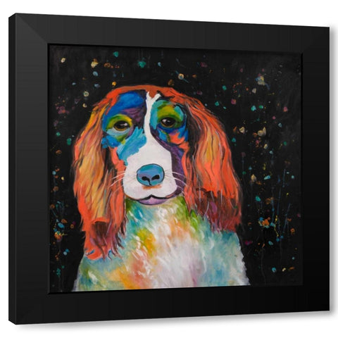 Colorful Dog Black Modern Wood Framed Art Print by Atelier B Art Studio
