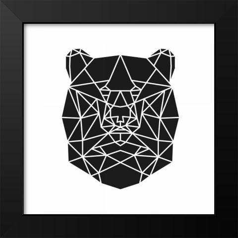 Geometric Bear Head Black Modern Wood Framed Art Print by Atelier B Art Studio