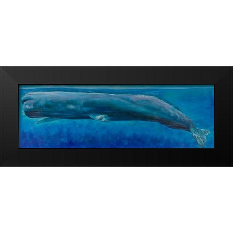 Sperm Whale Black Modern Wood Framed Art Print by Atelier B Art Studio