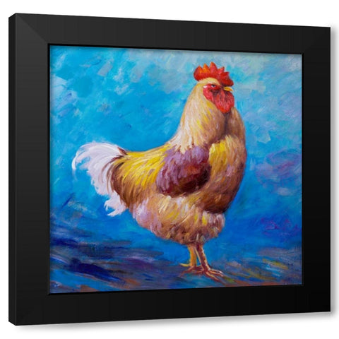 Beautiful Rooster Black Modern Wood Framed Art Print by Atelier B Art Studio
