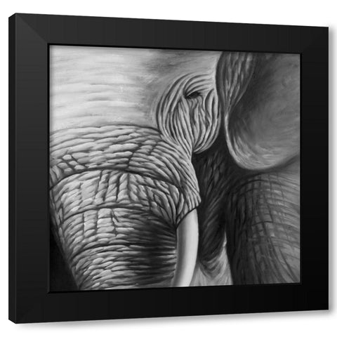 Elephants Black Modern Wood Framed Art Print by Atelier B Art Studio