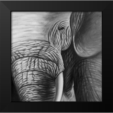 Elephants Black Modern Wood Framed Art Print by Atelier B Art Studio
