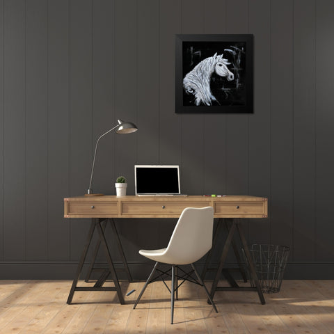 Outline Horse Profile View Black Modern Wood Framed Art Print by Atelier B Art Studio