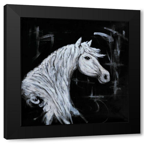 Outline Horse Profile View Black Modern Wood Framed Art Print with Double Matting by Atelier B Art Studio