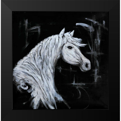 Outline Horse Profile View Black Modern Wood Framed Art Print by Atelier B Art Studio
