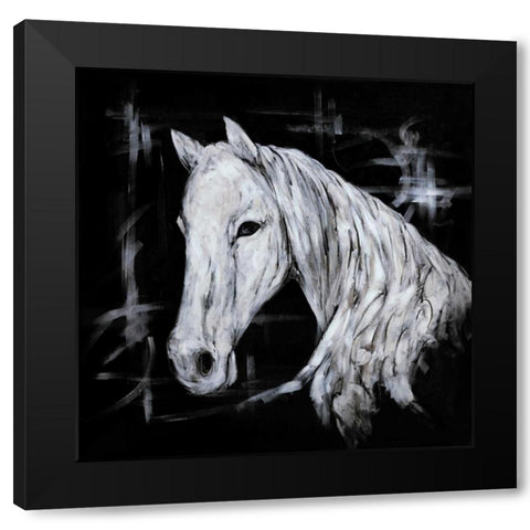Abstract Horse Profile View Black Modern Wood Framed Art Print by Atelier B Art Studio