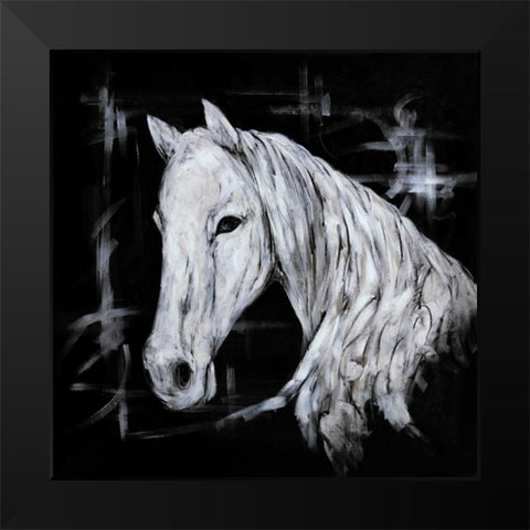Abstract Horse Profile View Black Modern Wood Framed Art Print by Atelier B Art Studio