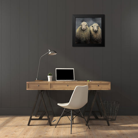 Sheeps Wool Black Modern Wood Framed Art Print by Atelier B Art Studio