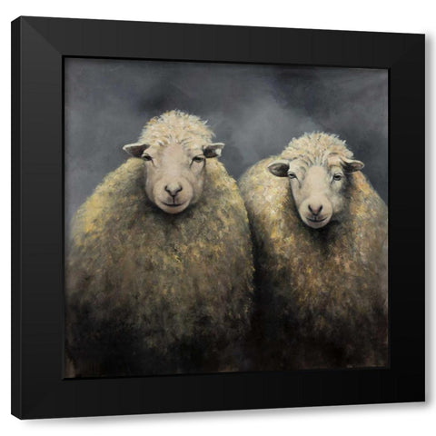 Sheeps Wool Black Modern Wood Framed Art Print by Atelier B Art Studio