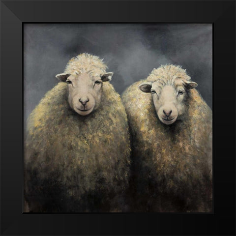 Sheeps Wool Black Modern Wood Framed Art Print by Atelier B Art Studio