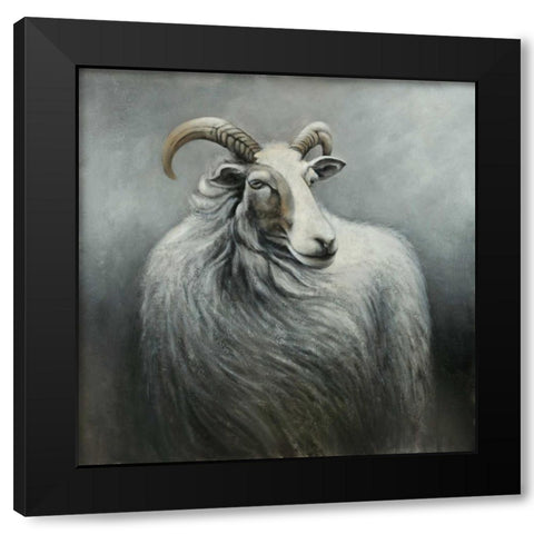 Cashmere Goat Black Modern Wood Framed Art Print by Atelier B Art Studio