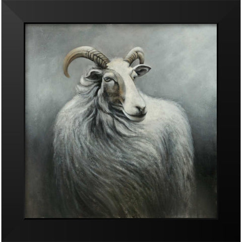 Cashmere Goat Black Modern Wood Framed Art Print by Atelier B Art Studio