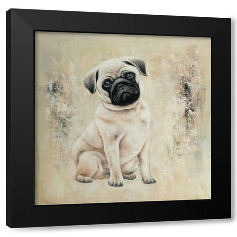 Small Pug Black Modern Wood Framed Art Print by Atelier B Art Studio