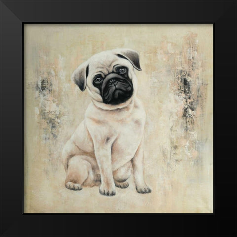 Small Pug Black Modern Wood Framed Art Print by Atelier B Art Studio