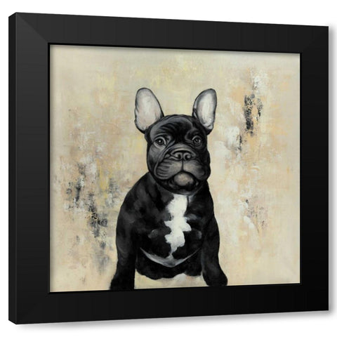 French Bulldogs Black Modern Wood Framed Art Print by Atelier B Art Studio