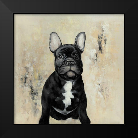 French Bulldogs Black Modern Wood Framed Art Print by Atelier B Art Studio