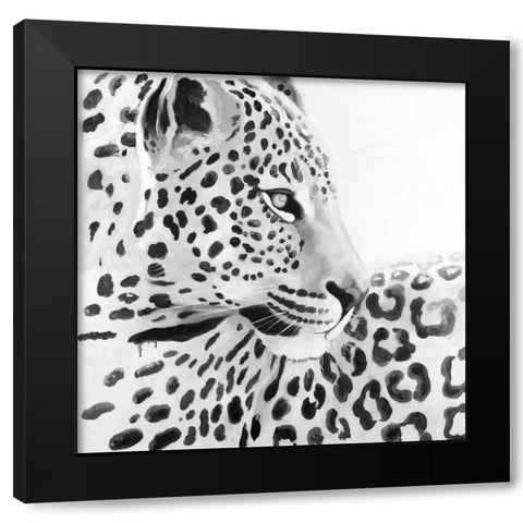 Beautiful Leopard Black Modern Wood Framed Art Print by Atelier B Art Studio