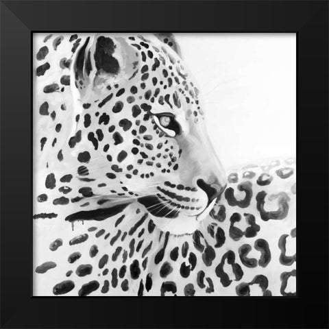 Beautiful Leopard Black Modern Wood Framed Art Print by Atelier B Art Studio