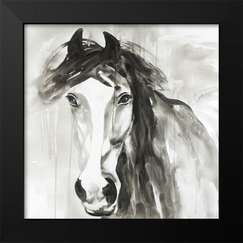 Beautiful Wild Horse Black Modern Wood Framed Art Print by Atelier B Art Studio