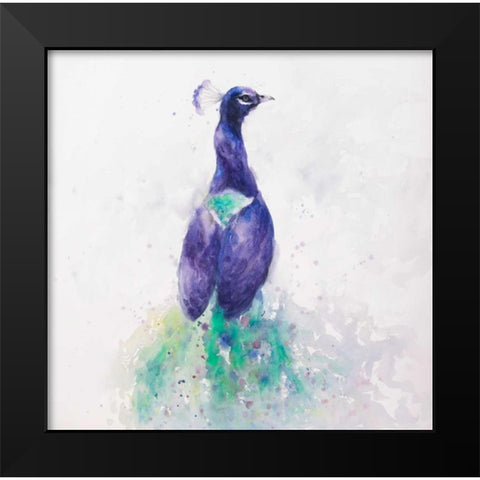 Graceful Peacock Black Modern Wood Framed Art Print by Atelier B Art Studio