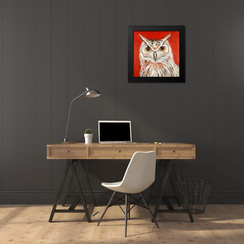 Colorful Eagle Owl Black Modern Wood Framed Art Print by Atelier B Art Studio