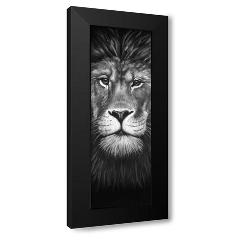 Lion Portrait Black Modern Wood Framed Art Print with Double Matting by Atelier B Art Studio