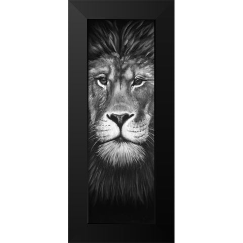 Lion Portrait Black Modern Wood Framed Art Print by Atelier B Art Studio
