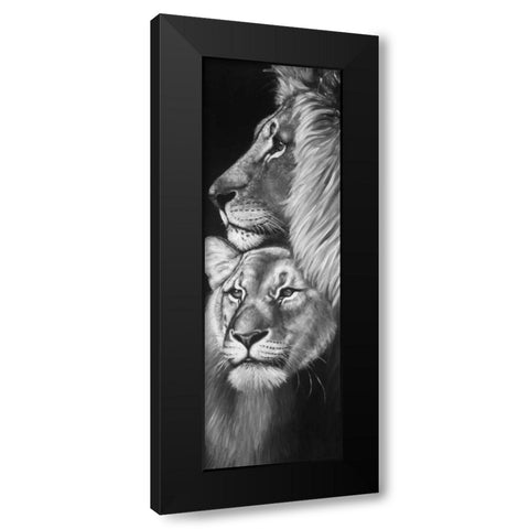 Lion and Lioness Black Modern Wood Framed Art Print with Double Matting by Atelier B Art Studio