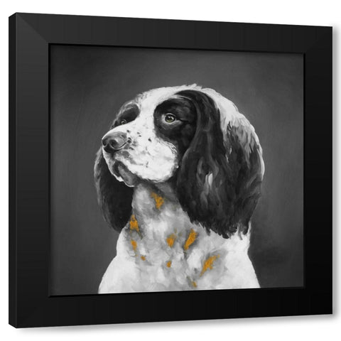 English Springer Spaniel Dog Black Modern Wood Framed Art Print by Atelier B Art Studio