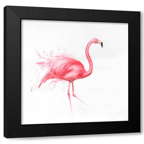 Pink Flamingo Watercolor  Black Modern Wood Framed Art Print by Atelier B Art Studio