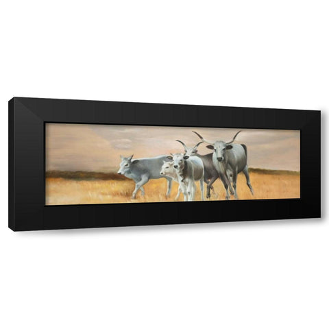 Nguni Cattle Black Modern Wood Framed Art Print by Atelier B Art Studio