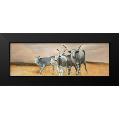 Nguni Cattle Black Modern Wood Framed Art Print by Atelier B Art Studio