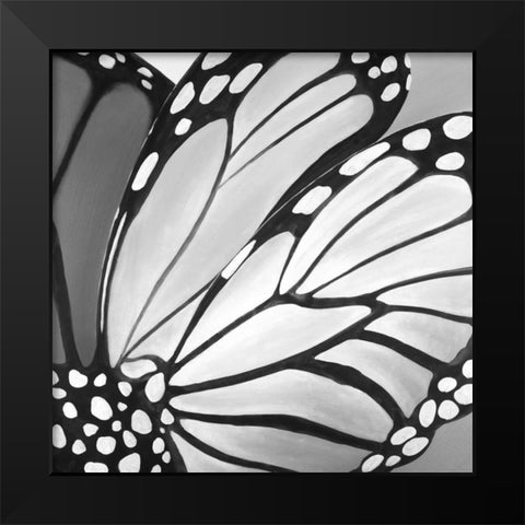 Butterfly Wings Black Modern Wood Framed Art Print by Atelier B Art Studio