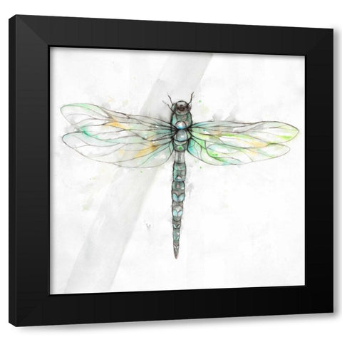 Dragonfly Black Modern Wood Framed Art Print with Double Matting by Atelier B Art Studio