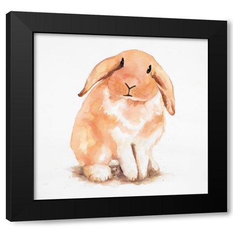 Fuzzy Lop Rabbit Black Modern Wood Framed Art Print with Double Matting by Atelier B Art Studio