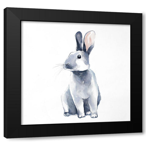 Curious Rex Rabbit Black Modern Wood Framed Art Print with Double Matting by Atelier B Art Studio