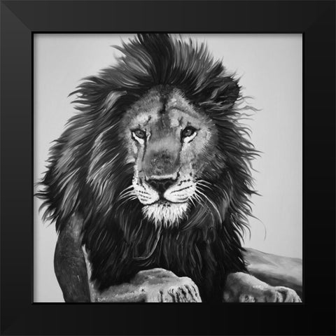 THE LION KING Black Modern Wood Framed Art Print by Atelier B Art Studio