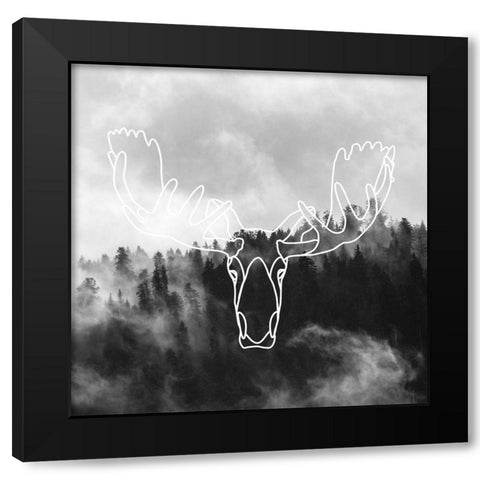MINIMALIST MOOSE HEAD Black Modern Wood Framed Art Print by Atelier B Art Studio