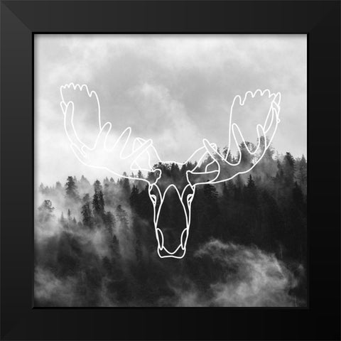 MINIMALIST MOOSE HEAD Black Modern Wood Framed Art Print by Atelier B Art Studio