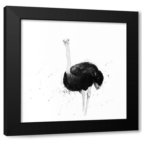 OSTRICH IN WATERCOLOR Black Modern Wood Framed Art Print with Double Matting by Atelier B Art Studio