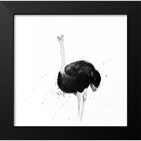 OSTRICH IN WATERCOLOR Black Modern Wood Framed Art Print by Atelier B Art Studio