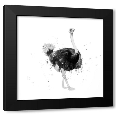 PROUD OSTRICH Black Modern Wood Framed Art Print by Atelier B Art Studio