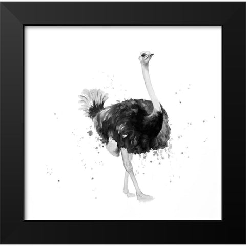 PROUD OSTRICH Black Modern Wood Framed Art Print by Atelier B Art Studio