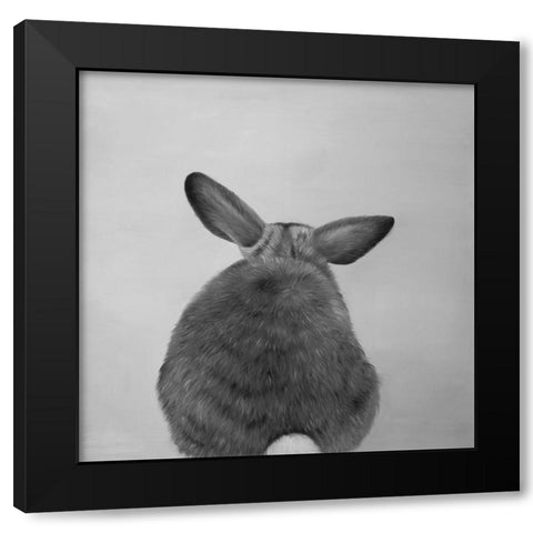 LITTLE RABBIT FROM BEHIND Black Modern Wood Framed Art Print by Atelier B Art Studio